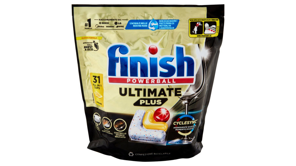 Finish Ultimate Plus Limone Pastiglie Lavastoviglie 31 Lavaggi 378,2 G