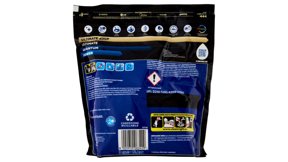 Finish Ultimate Plus Limone Pastiglie Lavastoviglie 31 Lavaggi 378,2 G