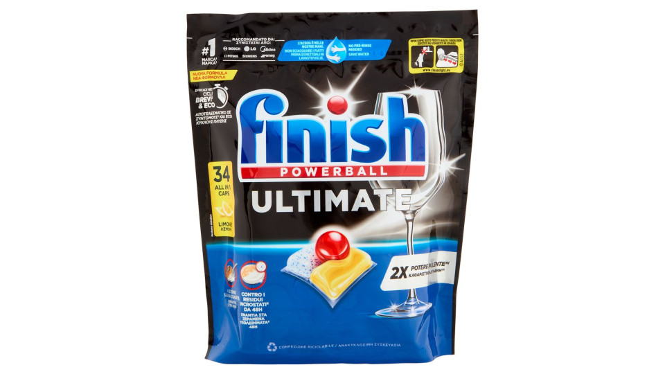 Finish Ultimate Limone Pastiglie Lavastoviglie 34 Lavaggi 438,6 G
