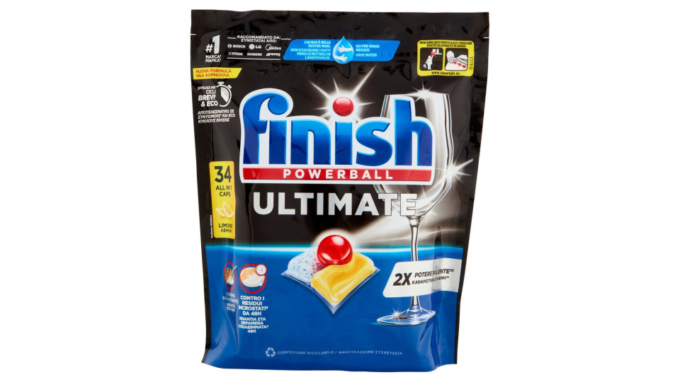 Finish Ultimate Limone Pastiglie Lavastoviglie 34 Lavaggi 438,6 G