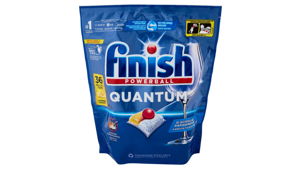 Finish Quantum Limone Pastiglie Lavastoviglie 36 Lavaggi 374,4 G