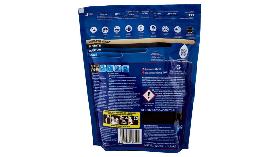 Finish Quantum Limone Pastiglie Lavastoviglie 36 Lavaggi 374,4 G