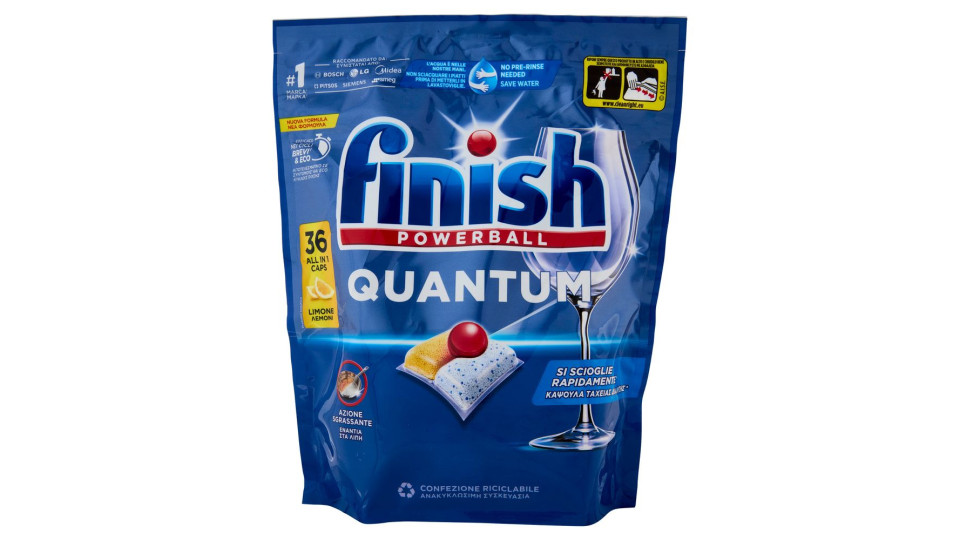 Finish Quantum Limone Pastiglie Lavastoviglie 36 Lavaggi 374,4 G