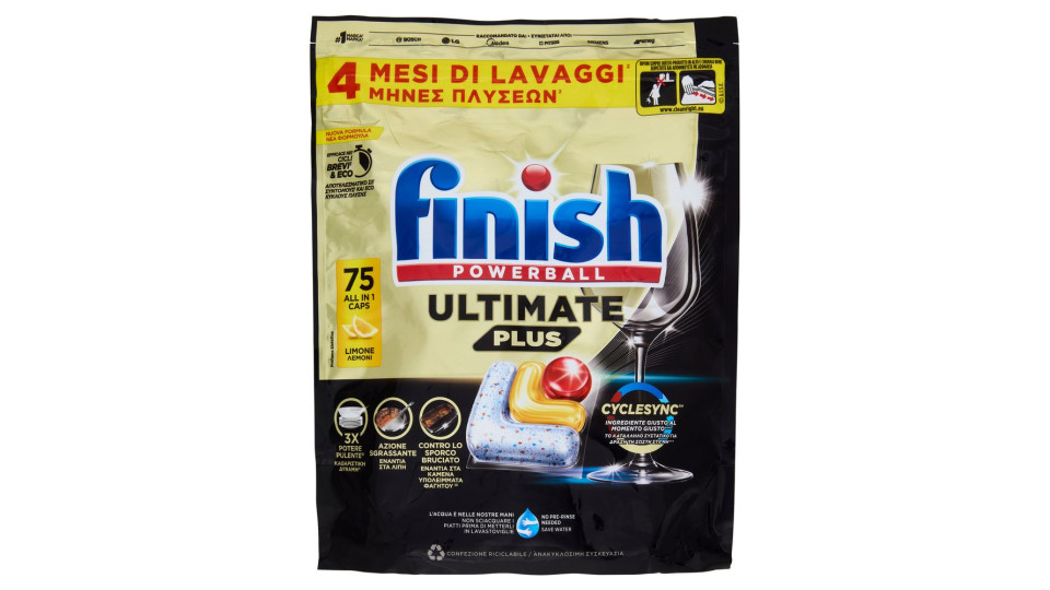 Finish Ultimate Plus Limone Pastiglie Lavastoviglie 75 Lavaggi 915 G