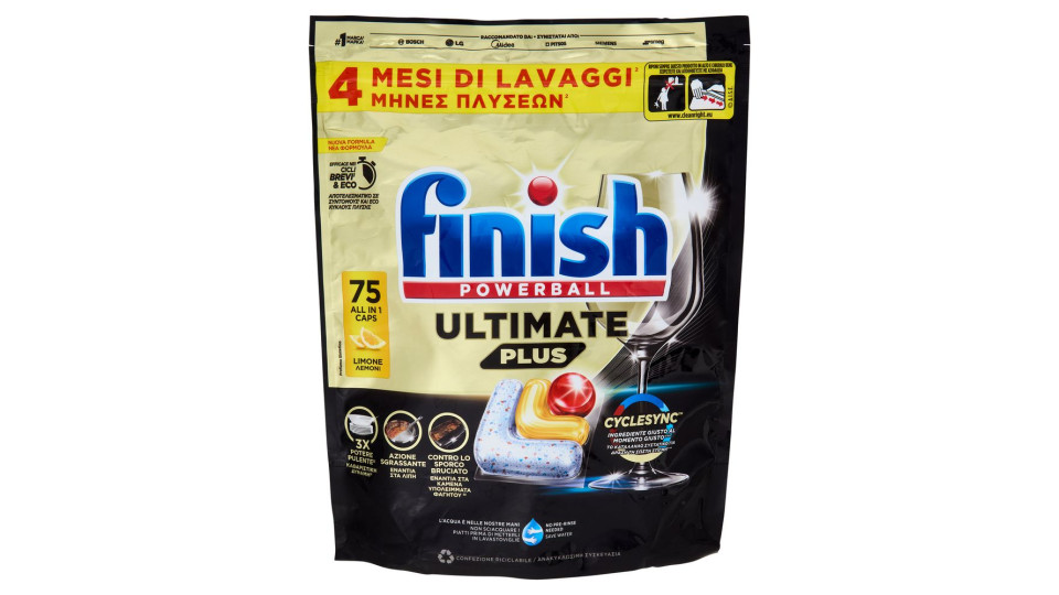 Finish Ultimate Plus Limone Pastiglie Lavastoviglie 75 Lavaggi 915 G