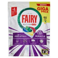 Fairy Pastiglie Lavastoviglie Platinum Plus All In One Miracle, Detersivo Piatti Limone 60 Caps 988g