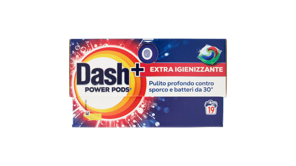 Dash Power Pods Detersivo Lavatrice In Capsule, Azione Extra-igienizzante, 19 Lavaggi 442,7 G