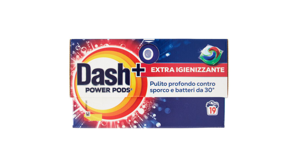 Dash Power Pods Detersivo Lavatrice In Capsule, Azione Extra-igienizzante, 19 Lavaggi 442,7 G