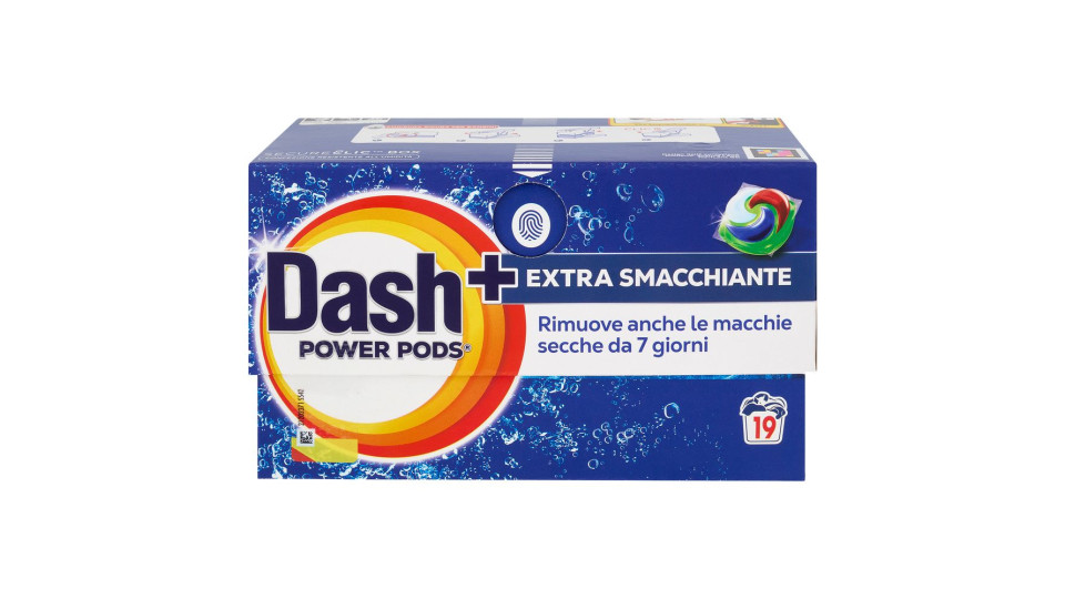 Dash Power Pods Detersivo Lavatrice In Capsule, Azione Extra-smacchiante, 19 Lavaggi 442,7 G