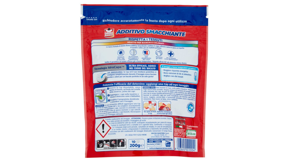 Omino Bianco Additivo Smacchiante Idrocaps 10 Caps 200 G