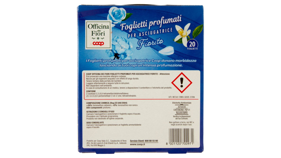 Foglietti Profumati Per Asciugatrice Fiorito 20 Pz