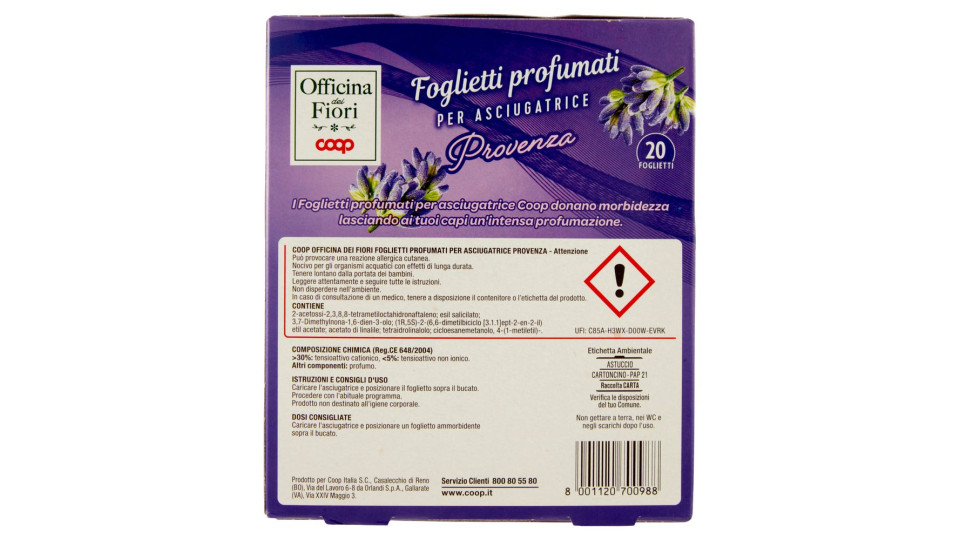 Foglietti Profumati Per Asciugatrice Provenza 20 Pz