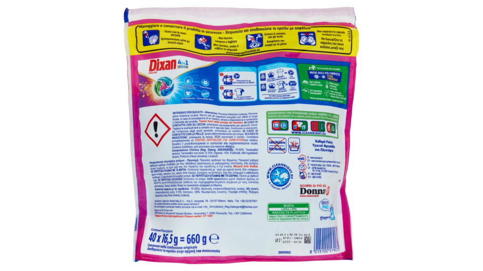 Dixan Discs Color 40pz (660g)