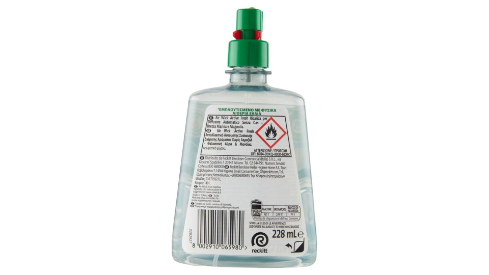 Air Wick Active Fresh Ricarica Per Diffusore Automatico Brezza Marina Profumatore Per Ambiente 228ml