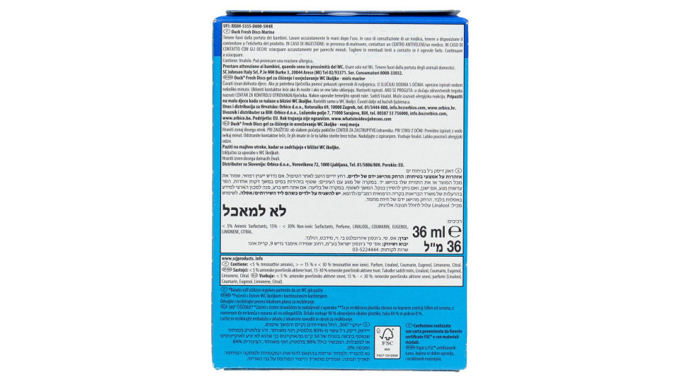 Duck Fresh Discs - Base Per Dischi Gel Igienizzanti Wc, Fragranza Blu 36ml