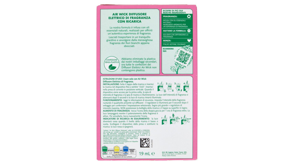 Air Wick Diffusore Di Fragranza Con Oli Essenziali Peonia Bianca E Gelsomino 19 Ml
