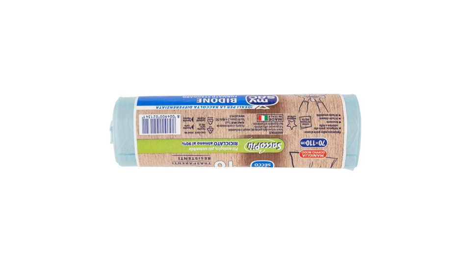 My Sac Azzurro Eco Secco Bidone Formato Standard 70x110cm Sacchi 10 Pz