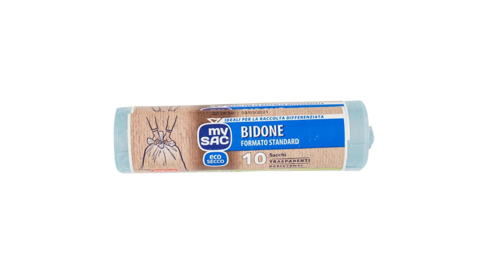 My Sac Azzurro Eco Secco Bidone Formato Standard 70x110cm Sacchi 10 Pz