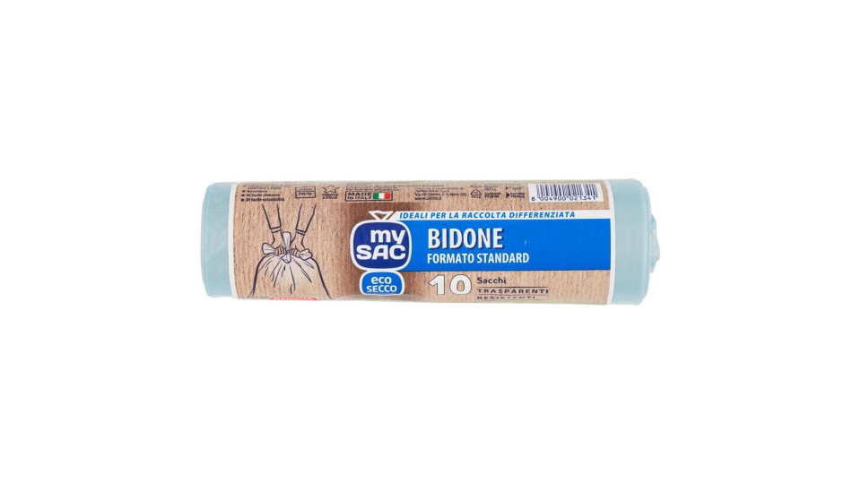 My Sac Azzurro Eco Secco Bidone Formato Standard 70x110cm Sacchi 10 Pz