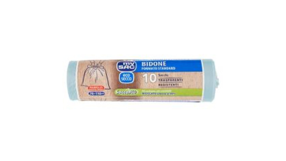 My Sac Azzurro Eco Secco Bidone Formato Standard 70x110cm Sacchi 10 Pz