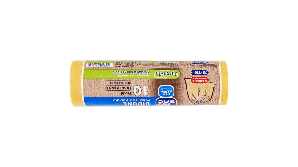 My Sac Giallo Eco Secco Bidone Formato Standard 70x110cm Sacchi 10 Pz