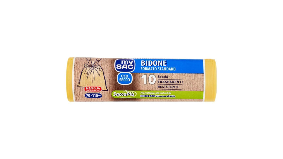 My Sac Giallo Eco Secco Bidone Formato Standard 70x110cm Sacchi 10 Pz