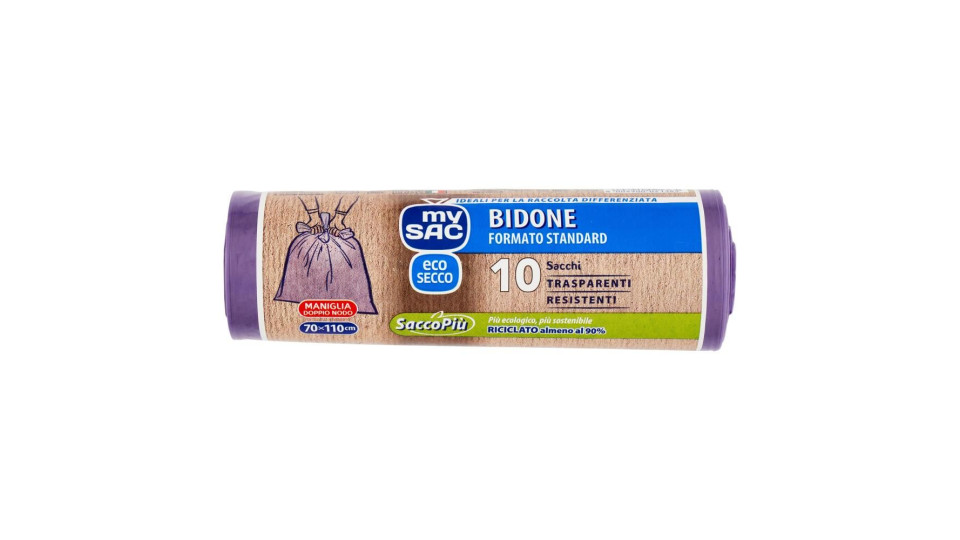 My Sac Viola Eco Secco Bidone Formato Standard 70x110cm Sacchi 10 Pz