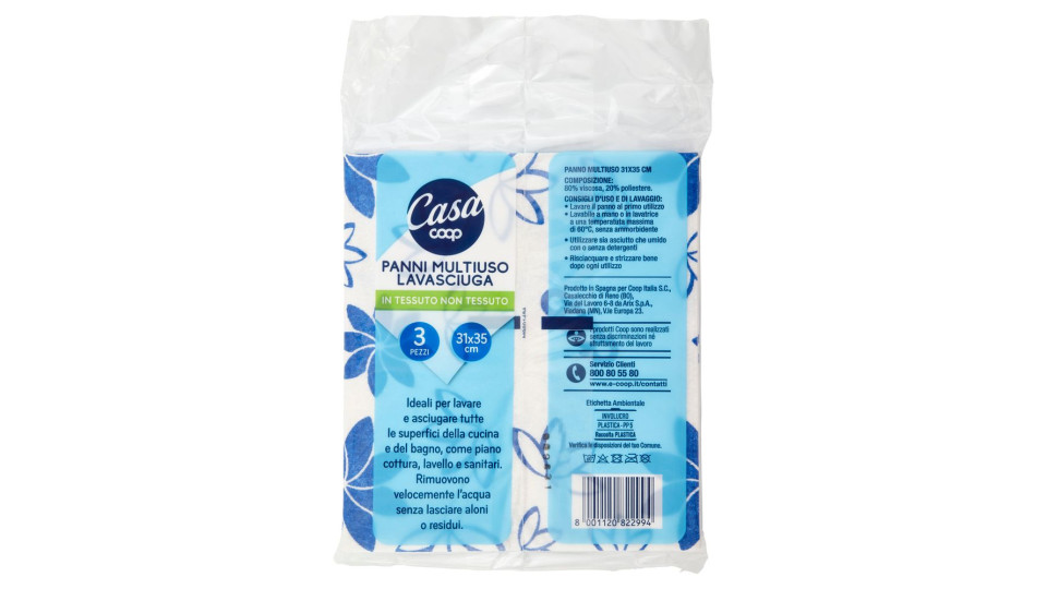 Panni Multiuso Lavasciuga In Tessuto Non Tessuto 31x35 Cm 3 Pz