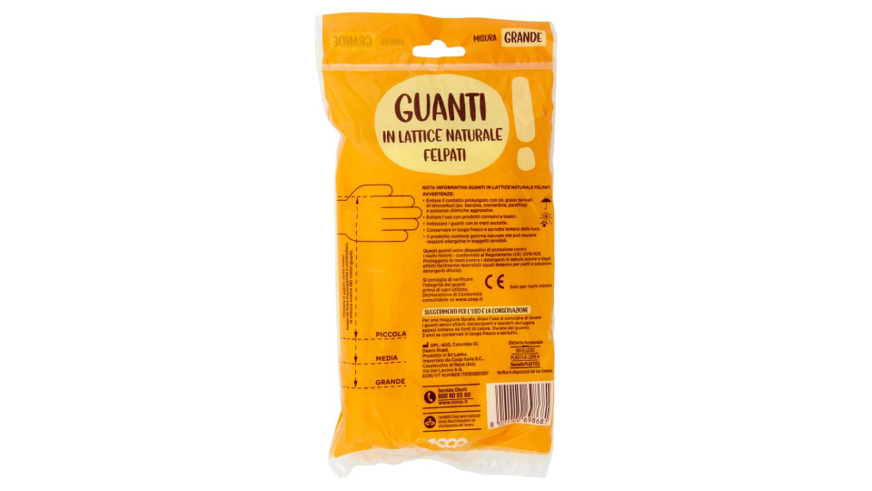 Guanti In Lattice Naturale Non Felpati 8-8½ Grande