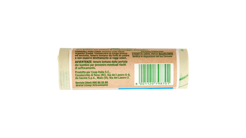 Sacchi Per Rifiuti Organici Compostabili* Medi 42x44cm 12 Litri 15 Pz