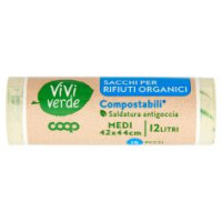 Sacchi Per Rifiuti Organici Compostabili* Medi 42x44cm 12 Litri 15 Pz