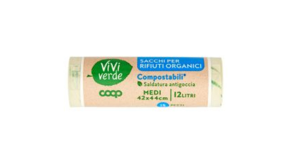 Sacchi Per Rifiuti Organici Compostabili* Medi 42x44cm 12 Litri 15 Pz