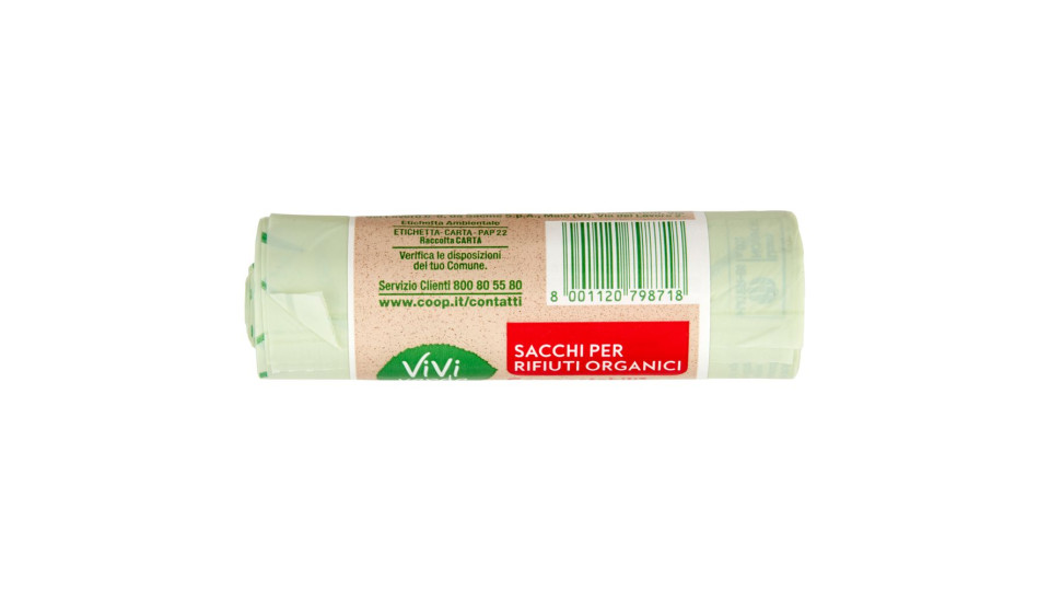 Sacchi Per Rifiuti Organici Compostabili* Normali 35x42cm 6,5 Litri 15 Pz
