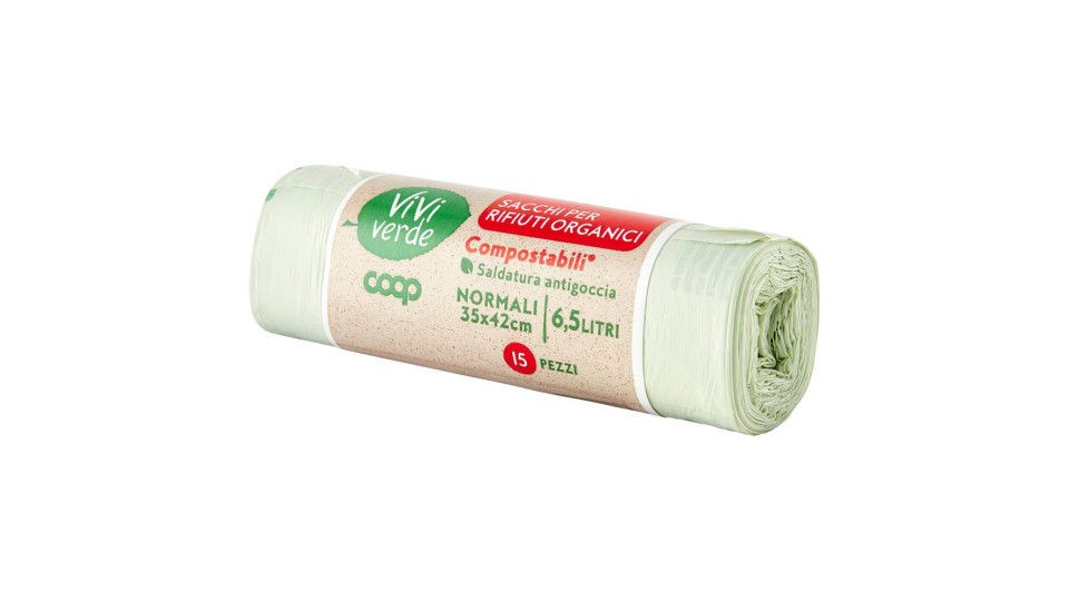 Sacchi Per Rifiuti Organici Compostabili* Normali 35x42cm 6,5 Litri 15 Pz