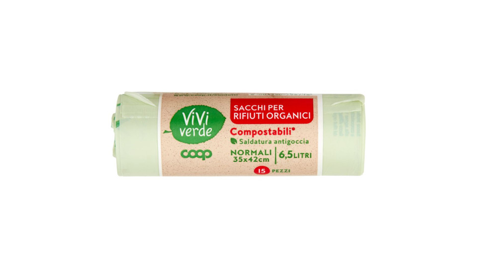 Sacchi Per Rifiuti Organici Compostabili* Normali 35x42cm 6,5 Litri 15 Pz