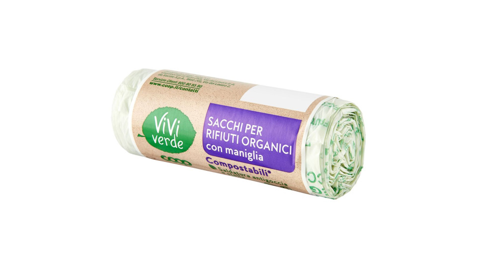 Sacchi Per Rifiuti Organici Con Maniglia Compostabili* Medi 42x60cm 15 Litri 15 Pz