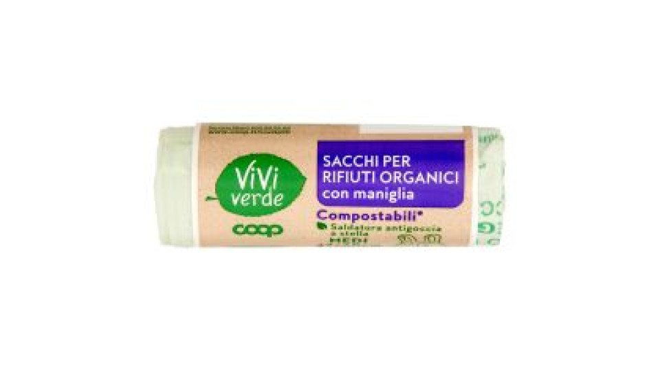 Sacchi Per Rifiuti Organici Con Maniglia Compostabili* Medi 42x60cm 15 Litri 15 Pz