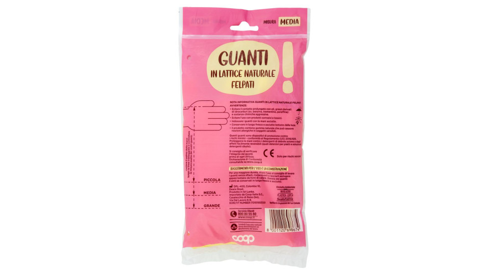 Guanti In Lattice Naturale Felpati 7-7½ Media