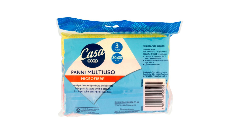 Panni Multiuso Microfibre 30x30 Cm 3 Pz