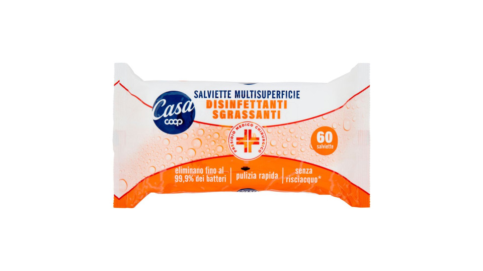 Salviette Multisuperficie Disinfettanti Sgrassanti 60 Pz