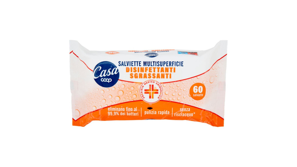 Salviette Multisuperficie Disinfettanti Sgrassanti 60 Pz