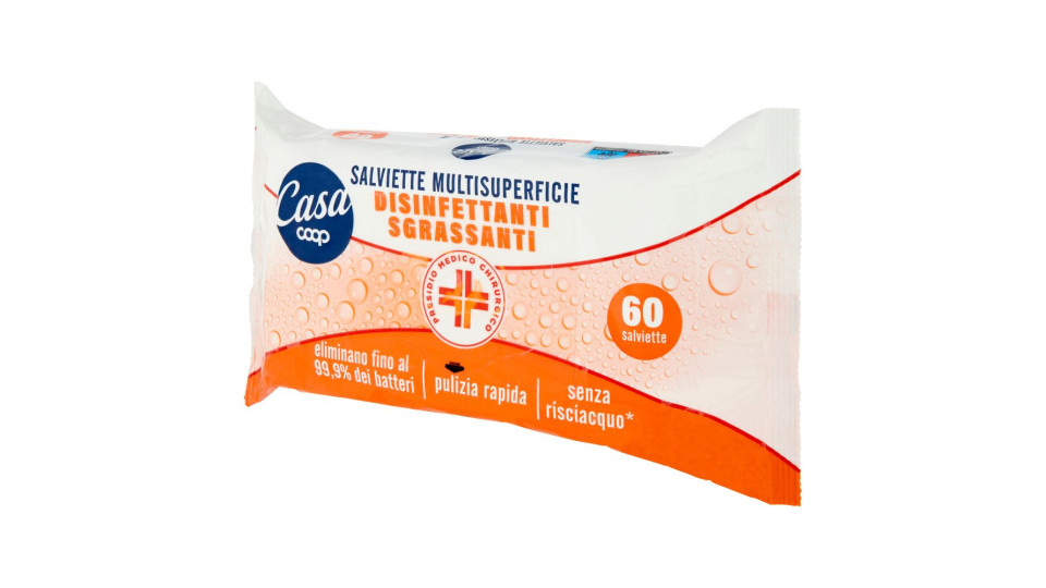 Salviette Multisuperficie Disinfettanti Sgrassanti 60 Pz