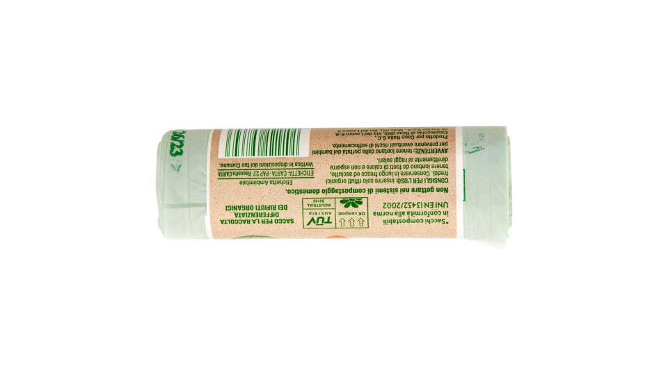 Sacchi Per Rifiuti Organici Con Maniglia Compostabili* Grandi 50x68cm 30 Litri 15 Pz