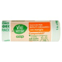 Sacchi Per Rifiuti Organici Con Maniglia Compostabili* Grandi 50x68cm 30 Litri 15 Pz