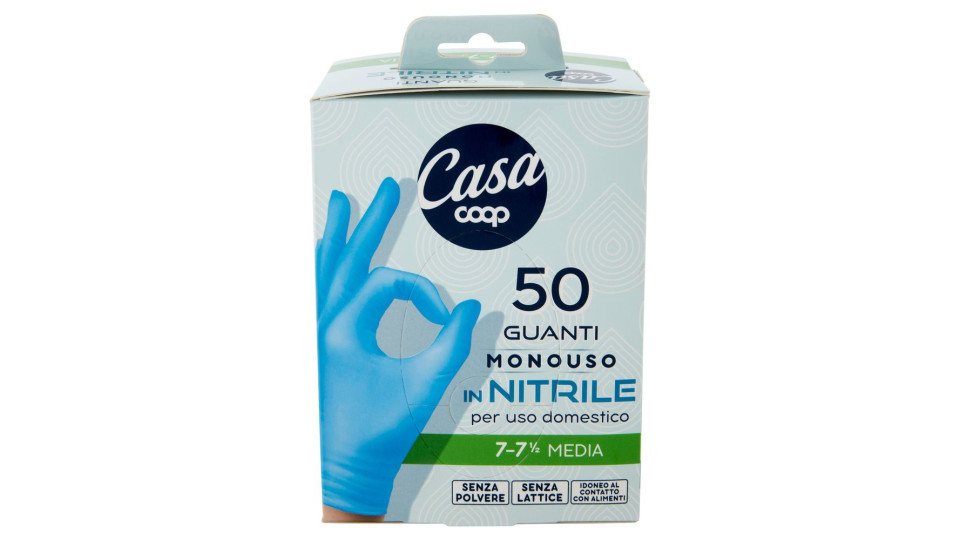 Guanti Monouso In Nitrile 7-7½ Media 50 Pz