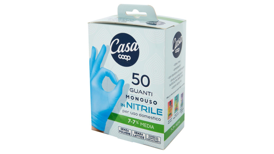 Guanti Monouso In Nitrile 7-7½ Media 50 Pz