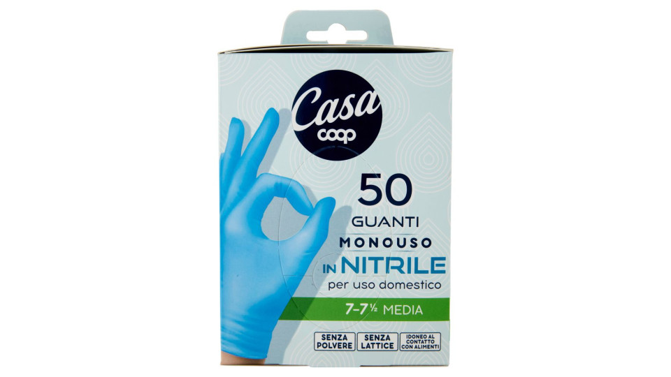 Guanti Monouso In Nitrile 7-7½ Media 50 Pz