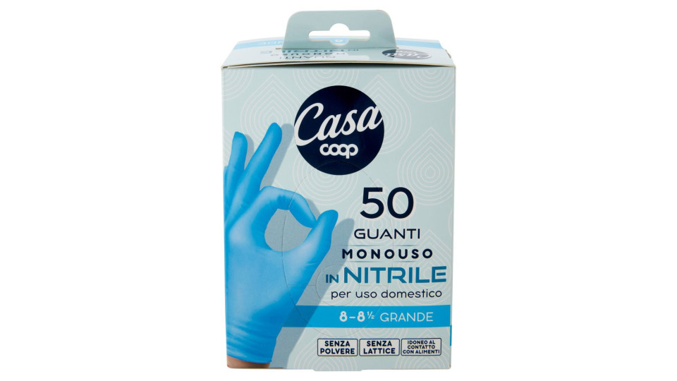 Guanti Monouso In Nitrile 8-8½ Grande 50 Pz
