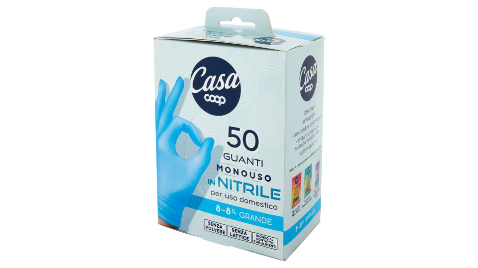 Guanti Monouso In Nitrile 8-8½ Grande 50 Pz