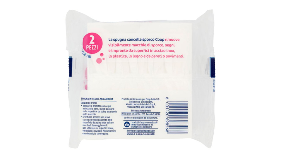 Spugne Cancella Sporco 5x11x2,8 Cm 2 Pz